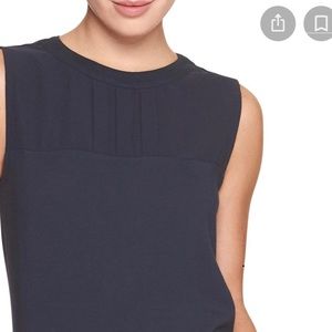 Banana Republic navy blue tuck yoke top